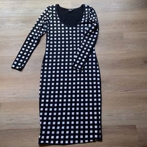 Long sleeved Bodycon gingham check dress